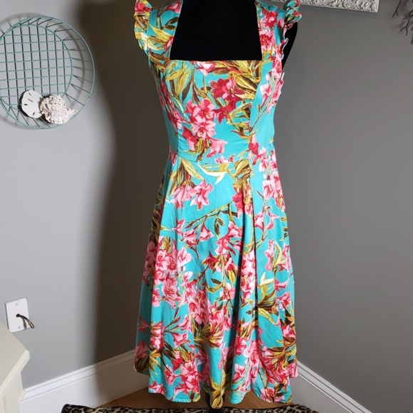 TROPICAL PRINT 50'S STYLE SUN DRESS - Picture 7 of 8